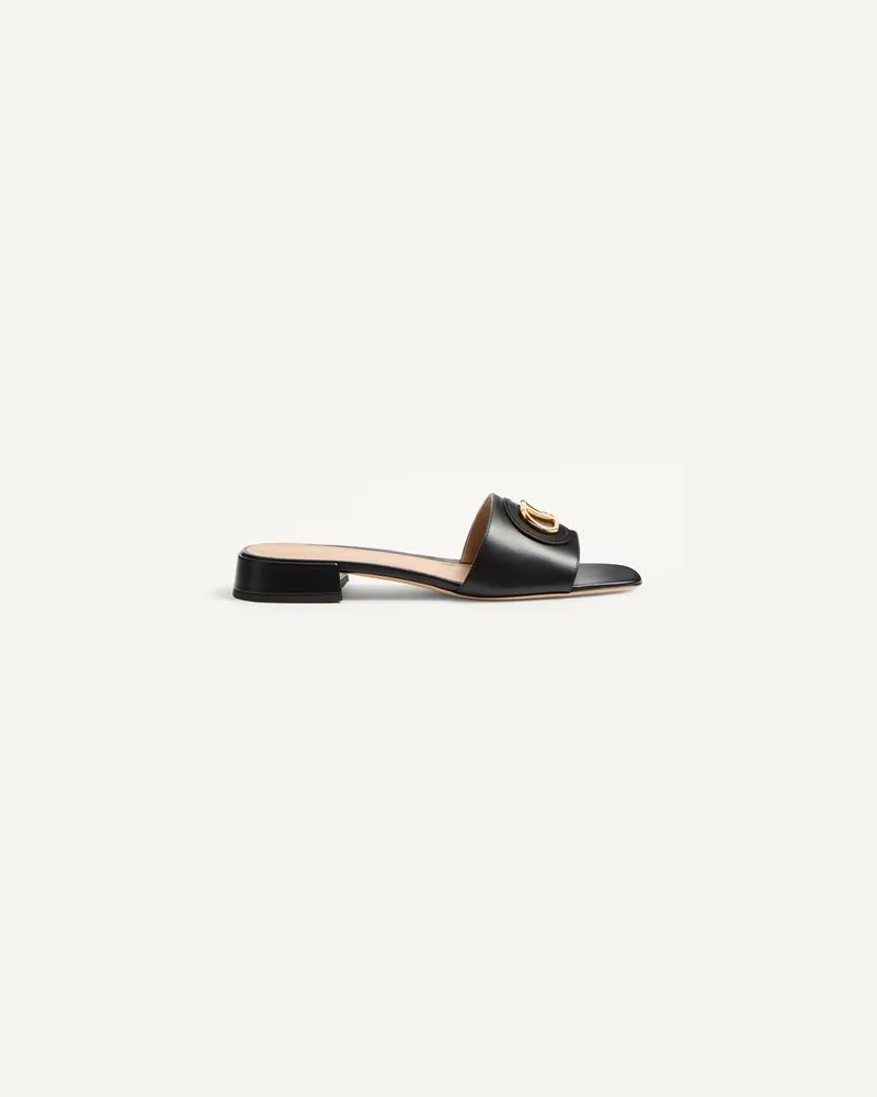 Valentino Garavani Vlogo Signature Slide Sandalen Aus Kalbsleder 20 Mm Frau SCHWARZ Schwarz