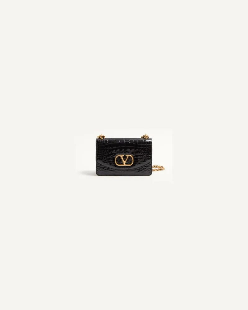 Valentino Garavani Valentino Garavani Vain Kleine Schultertasche Aus Krokodilleder Frau SCHWARZ Schwarz