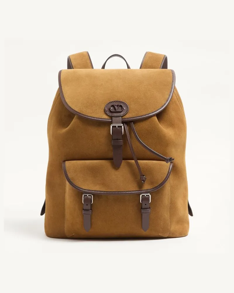Valentino Garavani Valentino Garavani Antibes Wildleder-Rucksack Mann HAVANA BEIGE Havana