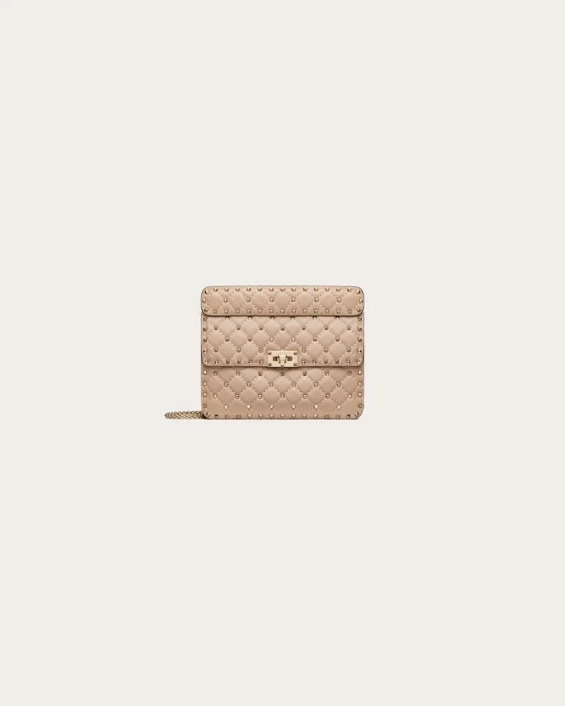 Valentino Garavani Mittelgrosse Tasche Rockstud Spike Aus Nappaleder Frau POUDRE Poudre