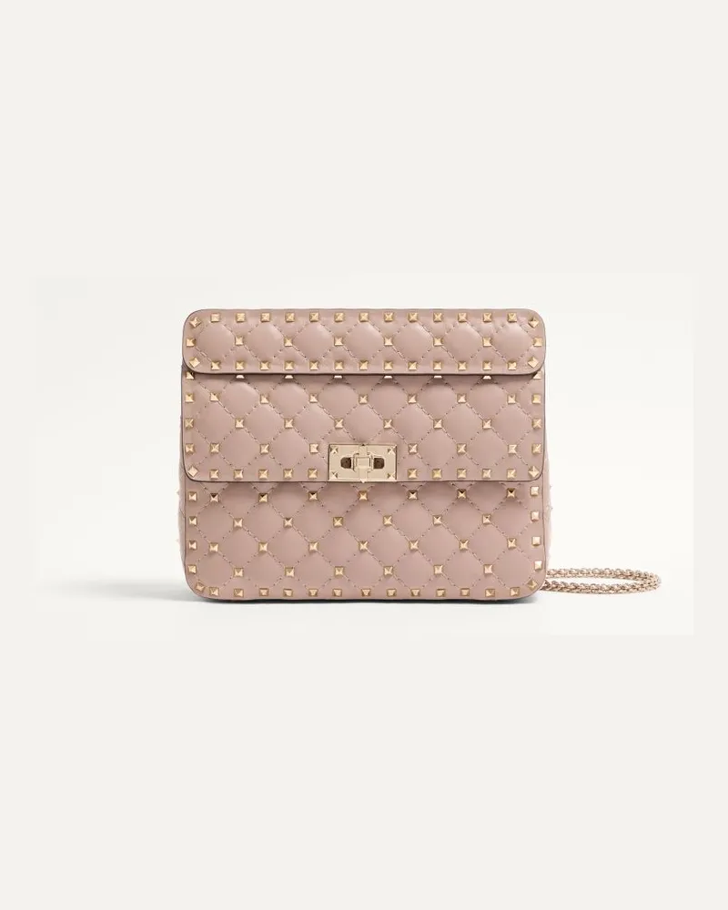 Valentino Garavani Valentino Garavani Rockstud Spike Mittelgrosse Schultertasche Aus Nappaleder Frau POUDRE Poudre