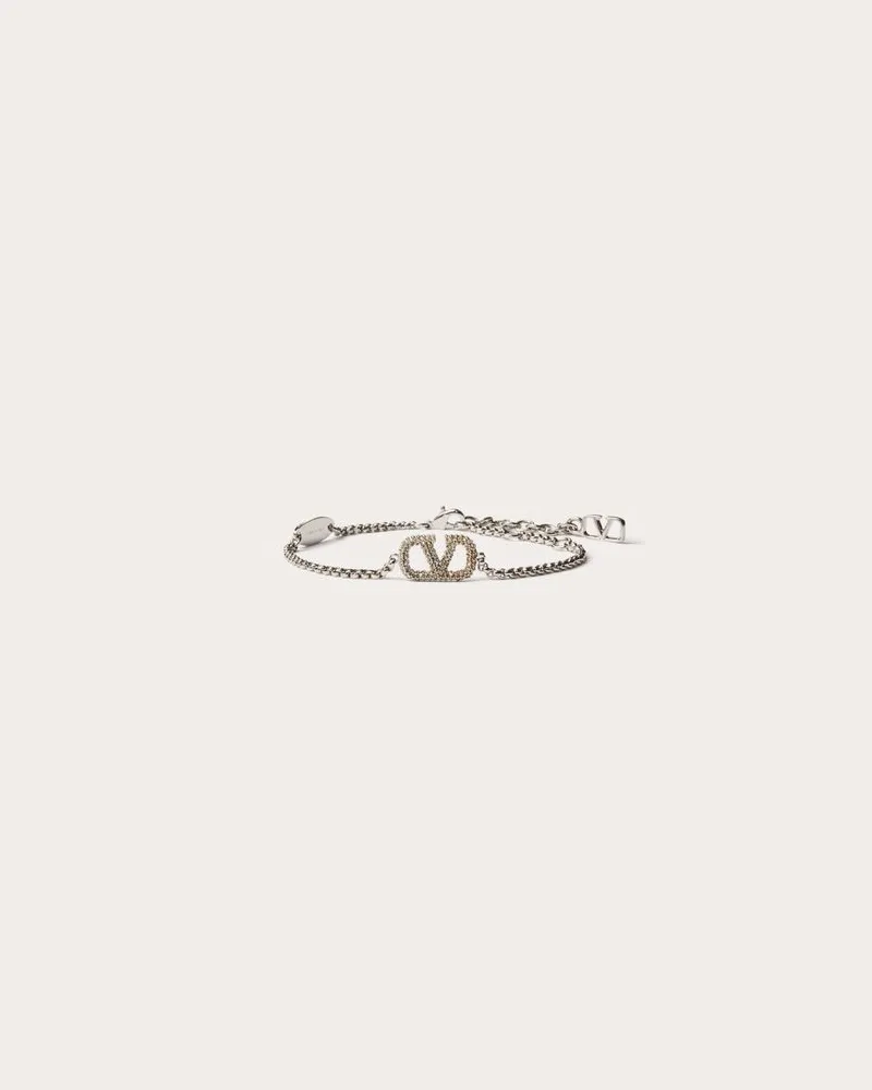 Valentino Garavani Armband Vlogo Signature Aus Metall Mit Swarovski®-Kristallen Frau PALLADIUM/CRYSTAL Palladium