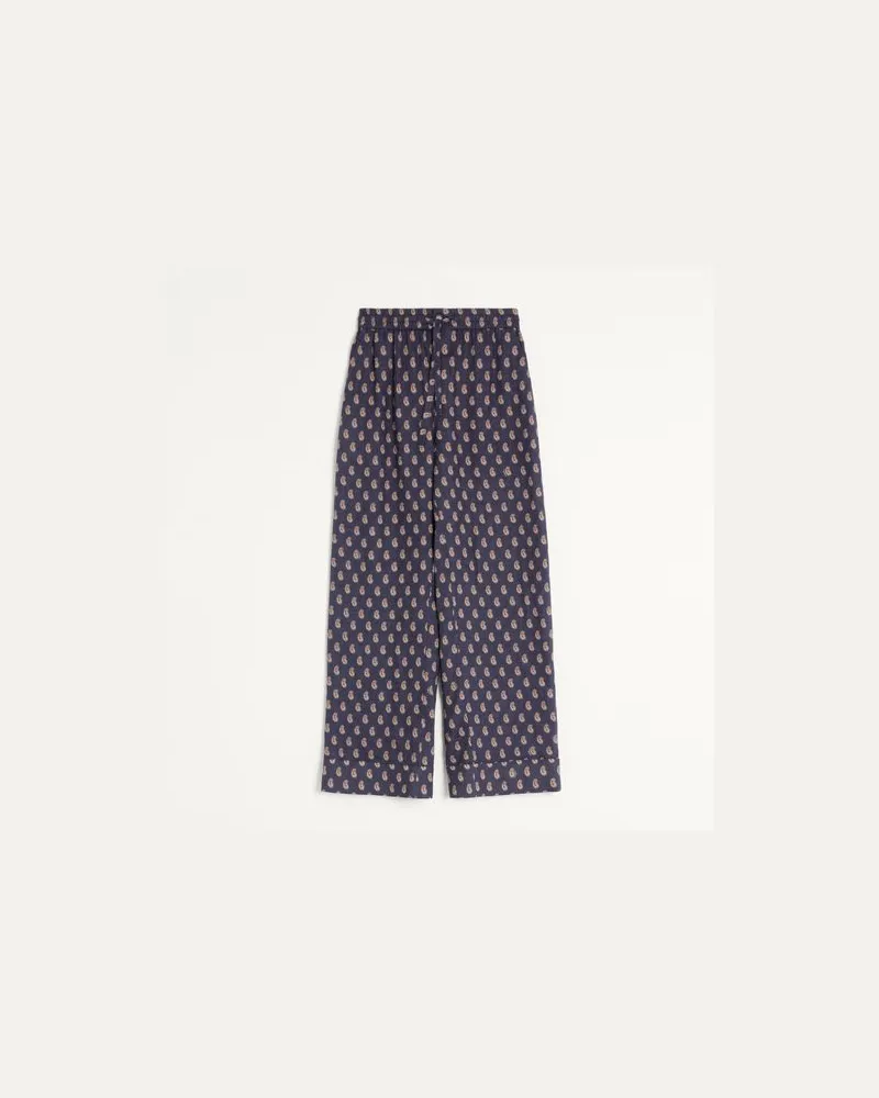 Valentino Garavani Leichte Leinenhose Mit Umgekrempelten Saum Und Voyage Imaginaire-Print Mann MARINEBLAU/CREME/ROT Marineblau
