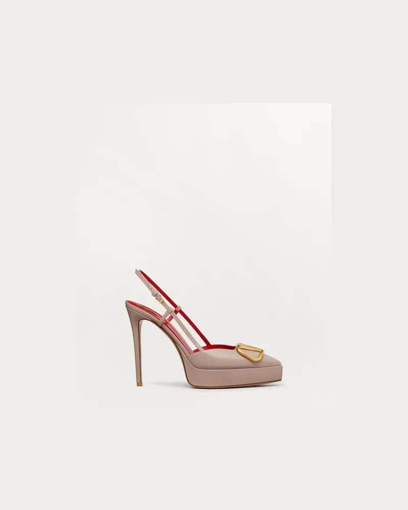 Valentino Garavani Vlogo Signature Slingpumps Aus Kalbsleder Mit Plateau, 120 Mm Frau POUDRE Poudre