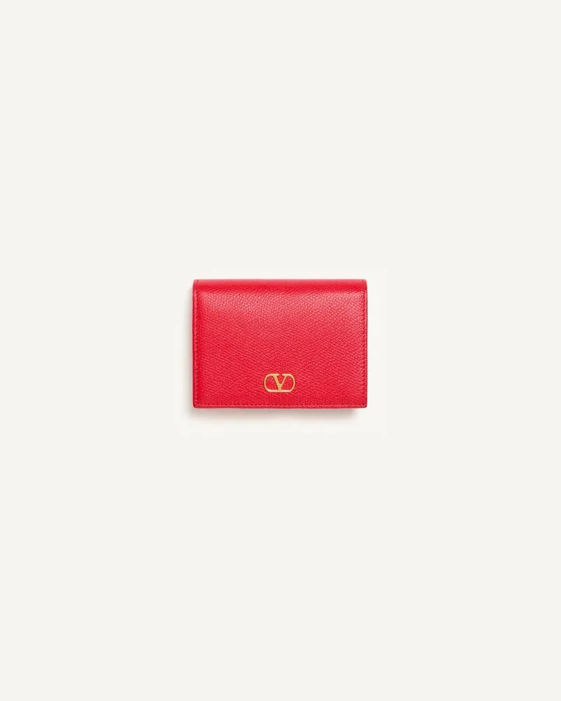 Valentino Garavani Valentino Garavani VLogo Signature Portemonnaie Aus Genarbtem Kalbsleder Frau ROUGE PUR Rouge