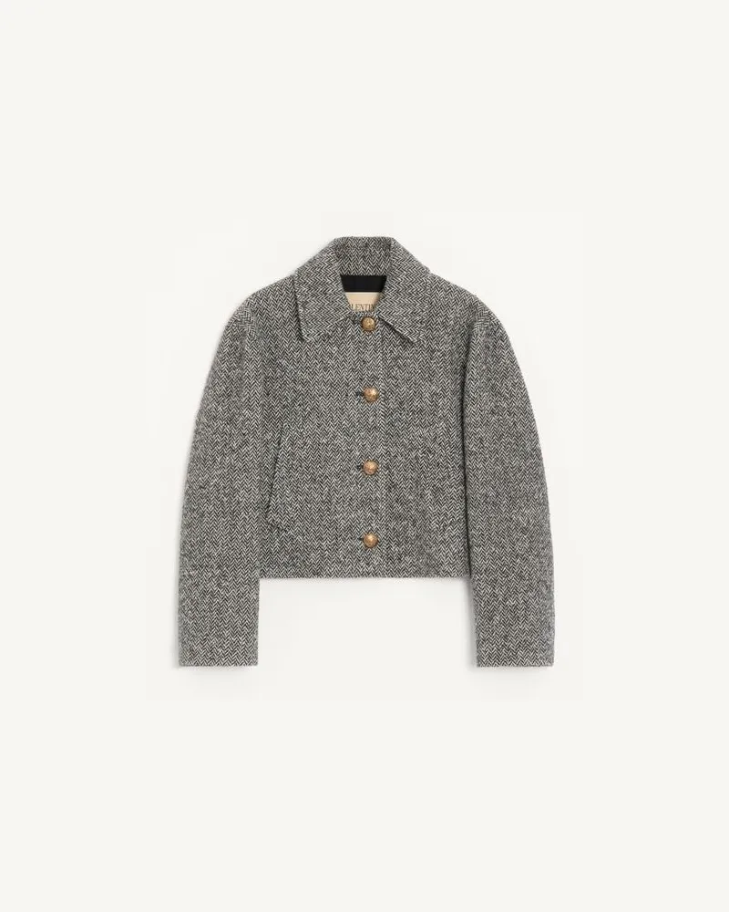 Valentino Garavani Urban Wool Chevron-Peacoat Frau ELFENBEIN/SCHWARZ Elfenbein