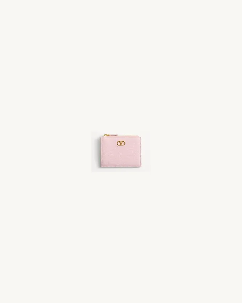 Valentino Garavani Vlogo Signature Kartenetui Aus Gekörntem Kalbsleder Frau ROSE QUARTZ Rose