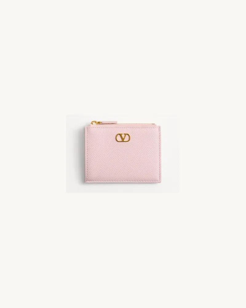Valentino Garavani VLogo Signature Kartenetui Aus Gekörntem Kalbsleder Frau ROSE QUARTZ Rose