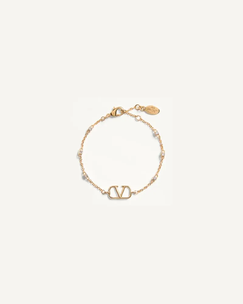 Valentino Garavani Vlogo Signature Metall- Und Swarovski-Kristallarmband Frau GOLD Gold