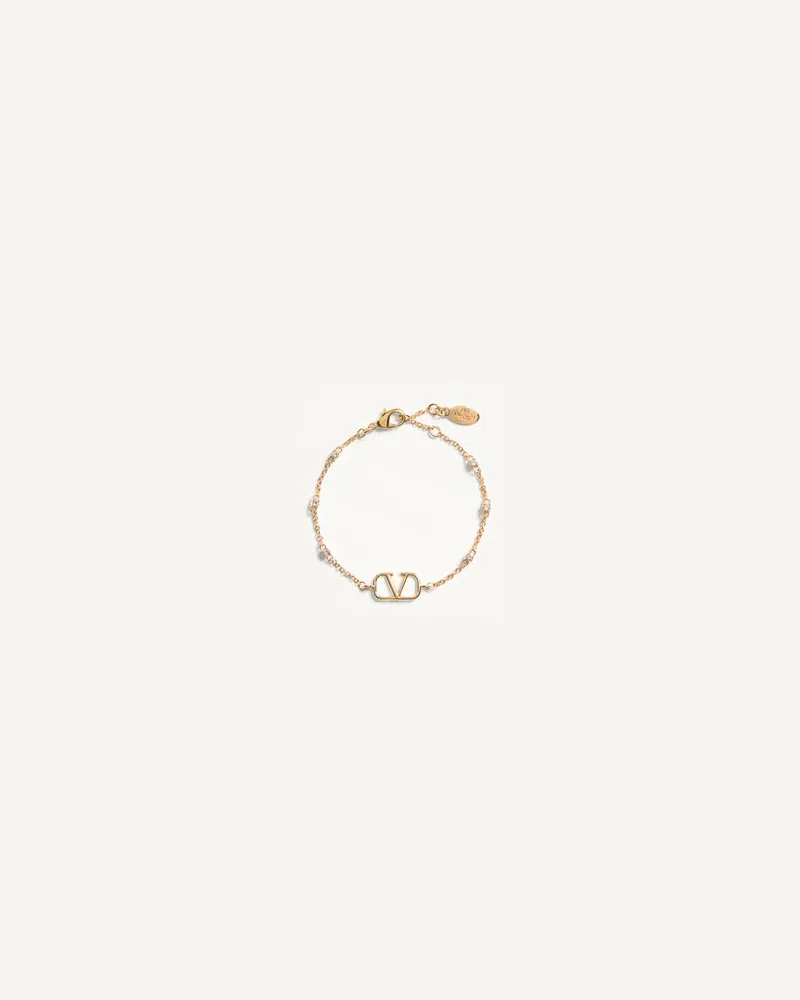 Valentino Garavani Vlogo Signature Metall- Und Swarovski®-Kristallarmband Frau GOLD Gold