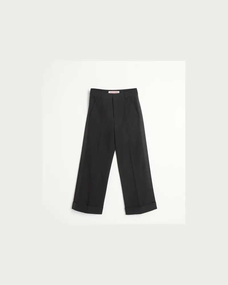 Valentino Garavani Wollhose Mit Gürtel Und Satin-Seitenstreifen Mann SCHWARZ Schwarz