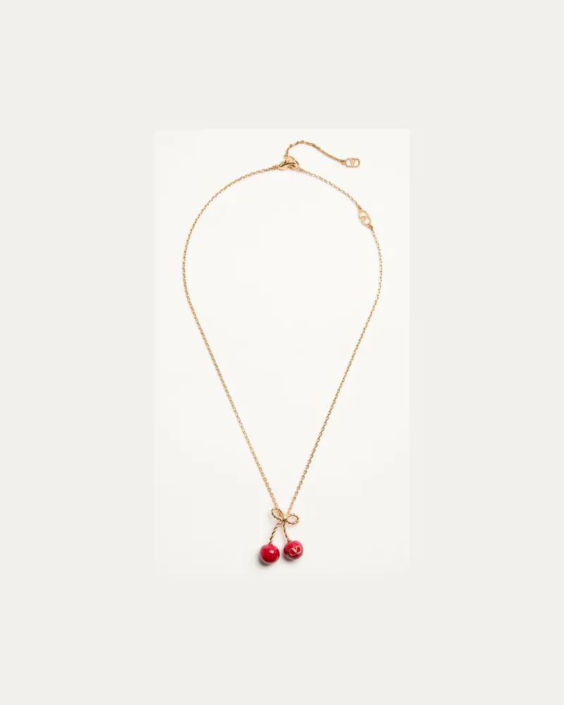 Valentino Garavani Cherryfic Halskette Aus Metall Und Emaille Frau ANTIQUE BRASS/ROT Antique