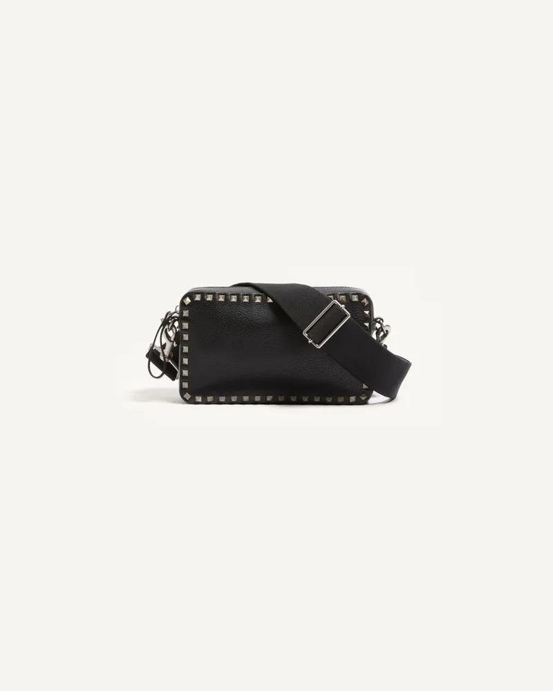 Valentino Garavani Valentino Garavani Rockstud Schultertasche Aus Genarbtem Kalbsleder Mann SCHWARZ Schwarz