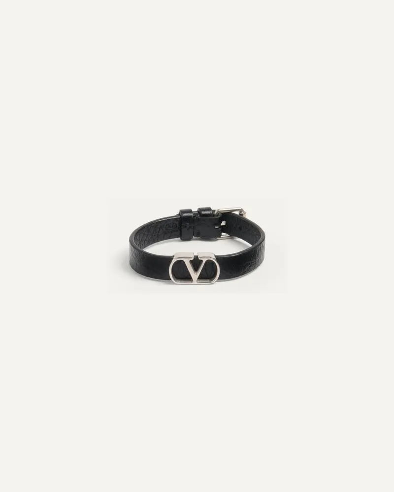 Valentino Garavani Vlogo Signature Armband Aus Genarbtem Kalbsleder Mann SCHWARZ Schwarz