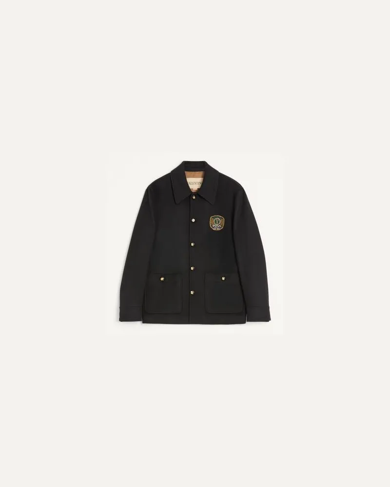 Valentino Garavani Valentino Jacke aus Wolle und Kaschmir mit besticktem Valentino-Patch Mann SCHWARZ Schwarz