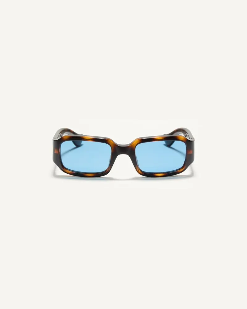 Valentino Garavani Rechteckige Acetat-Brille unisex HAVANA/BLAU Havana