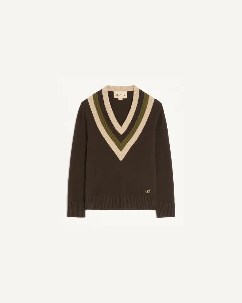 Valentino Garavani Pullover Aus Wolle Frau DARK FUDGE/BEIGE Dark