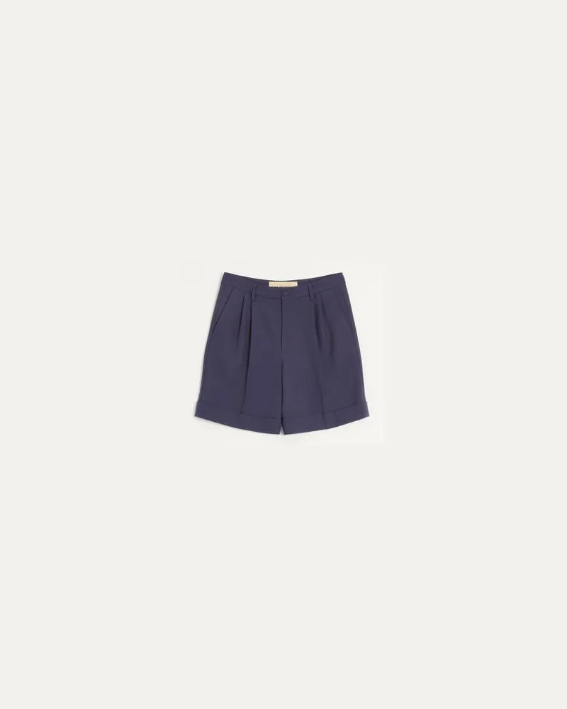 Valentino Garavani Bermudashorts Aus Wollgabardine Mit Umschlag Mann BLAU Blau