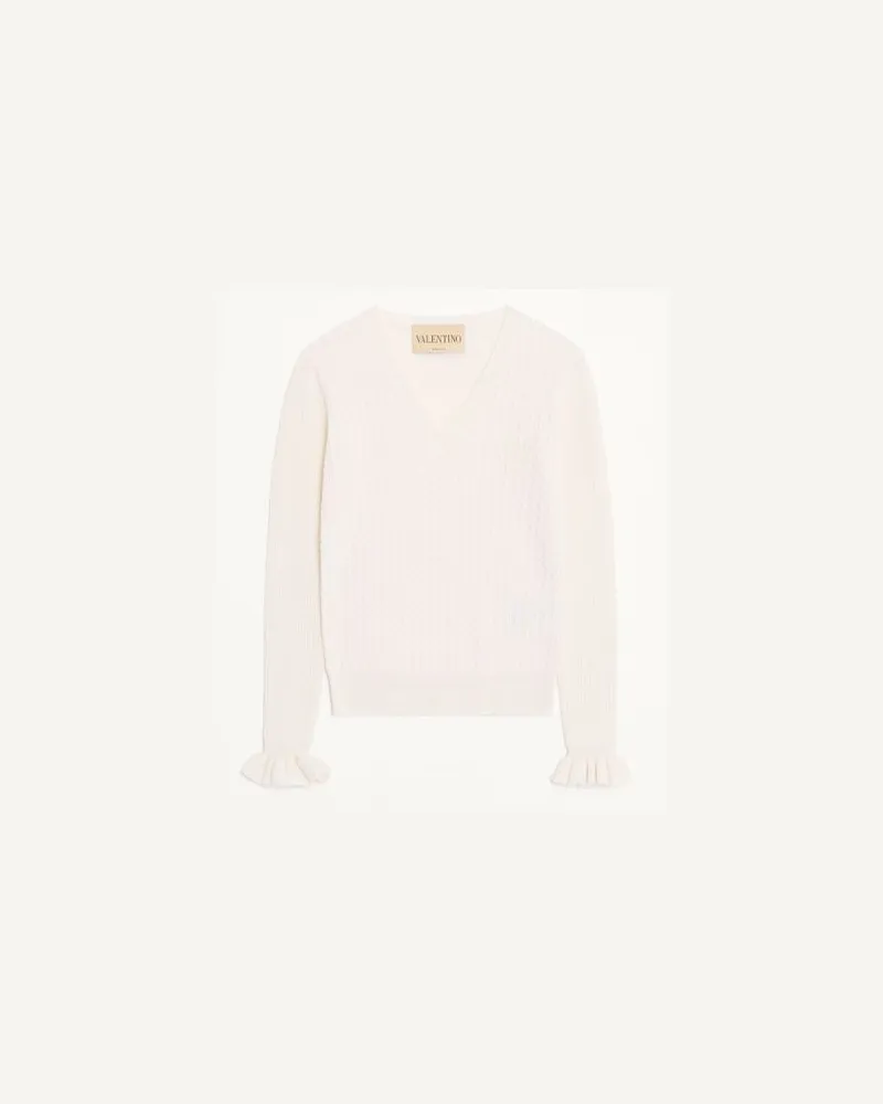Valentino Garavani BESTICKTER PULLOVER AUS KASCHMIR Frau ELFENBEIN Elfenbein