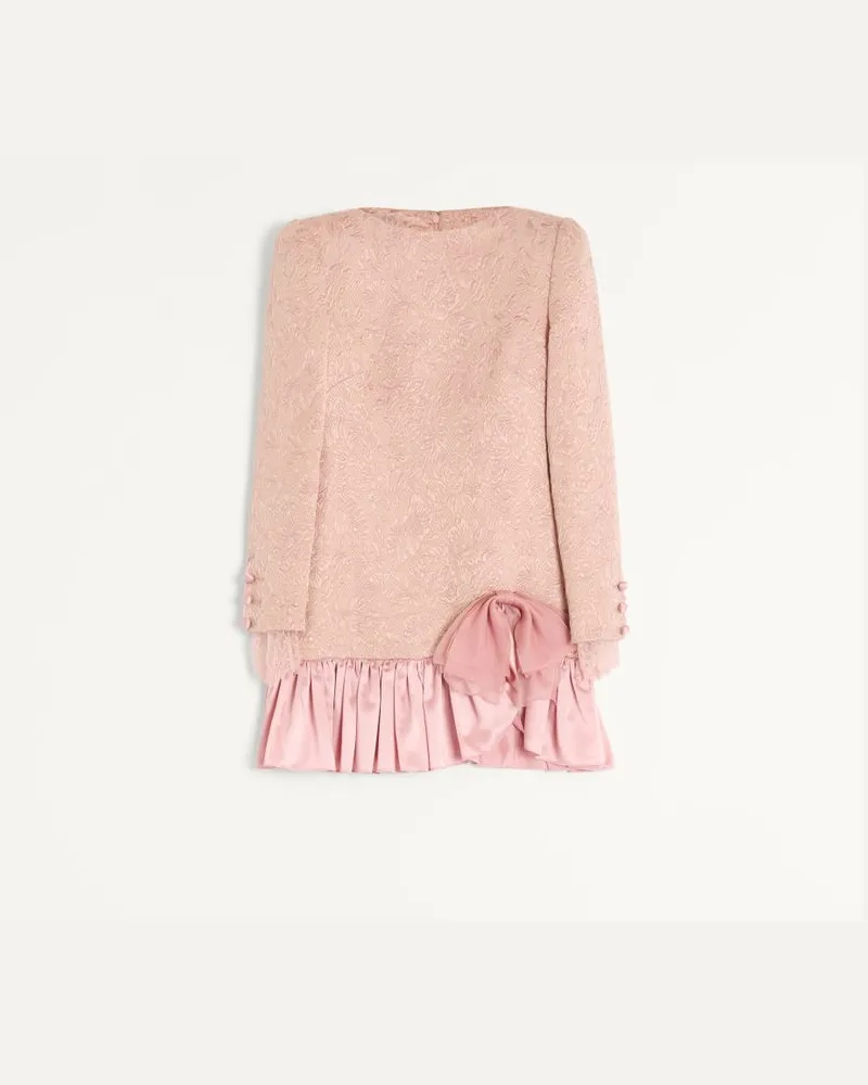 Valentino Garavani Kurzes Kleid Aus MatelassÉ Mit Blumenmuster Und Organzaschleife Frau VINTAGE ROSE Vintage