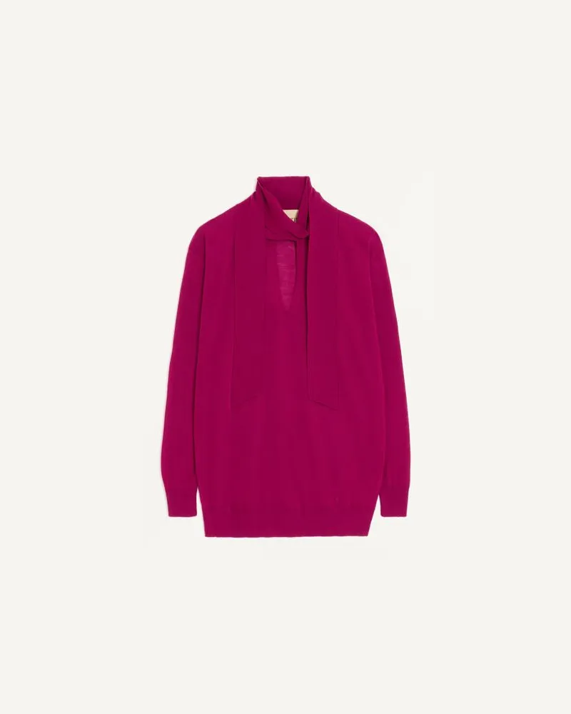 Valentino Garavani Wollpullover mit Schal Frau HIMBEERE Himbeere