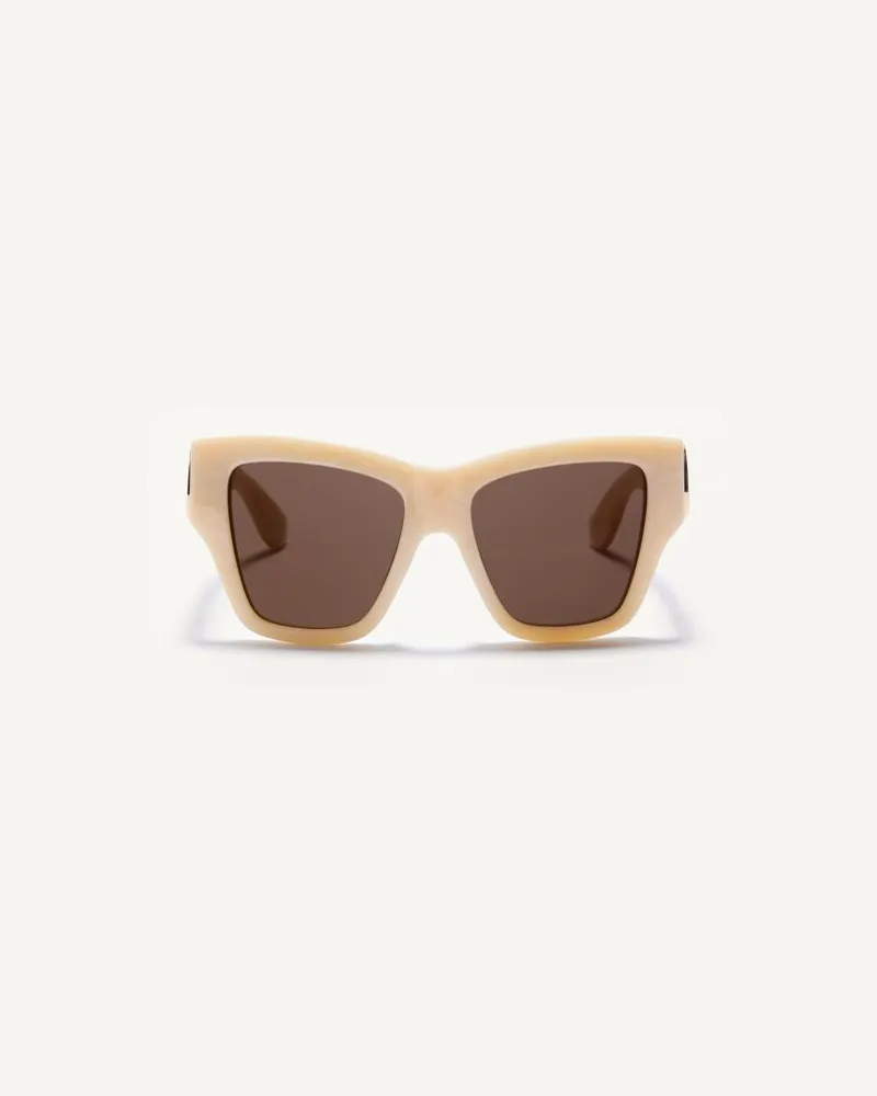 Valentino Garavani Rechteckige Sonnenbrille aus Acetat Frau ELFENBEIN/BRAUN Elfenbein
