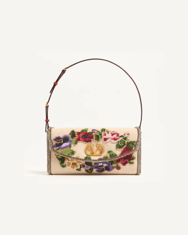 Valentino Garavani Valentino Garavani DeVain Bestickte Kleine Schultertasche Frau NATUR/MULTICOLOR Natur