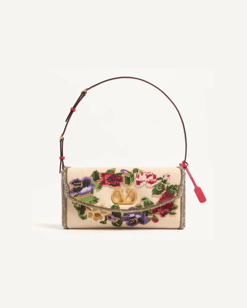 Valentino Garavani Valentino Garavani DeVain Bestickte Kleine Schultertasche Frau NATUR/MULTICOLOR Natur