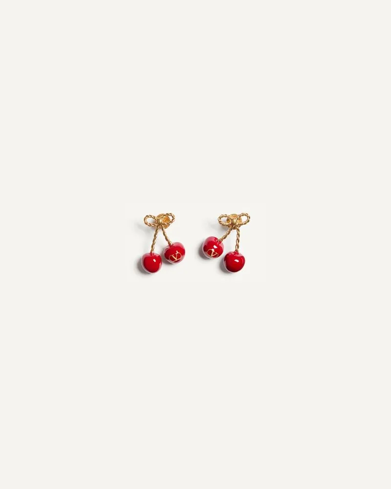Valentino Garavani Cherryfic Ohrringe Aus Metall Und Emaille Frau ANTIQUE BRASS/ROT Antique