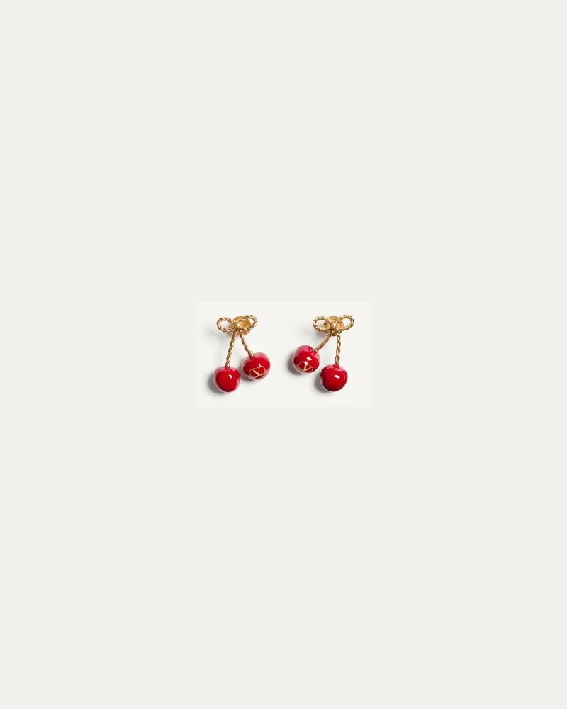 Valentino Garavani Cherryfic Ohrringe Aus Metall Und Emaille Frau ANTIQUE BRASS/ROT Antique