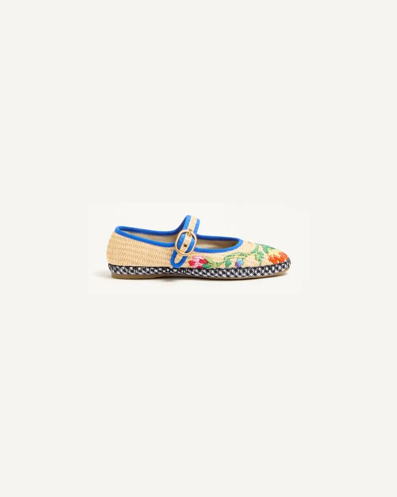 Valentino Garavani Mary-Jane Endouce Ballerinas Aus Raffia Mit Floraler Stickerei Frau NATUR/MEHRFARBIG Natur