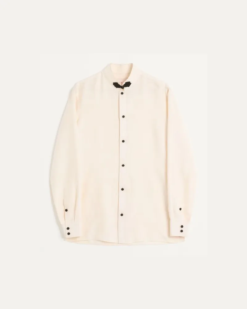 Valentino Garavani Hemd Aus Seiden-Shantung Mit Knebel Mann CREME Creme