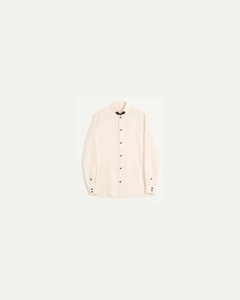 Valentino Garavani HEMD AUS SEIDEN-SHANTUNG MIT KNEBEL Mann CREME Creme