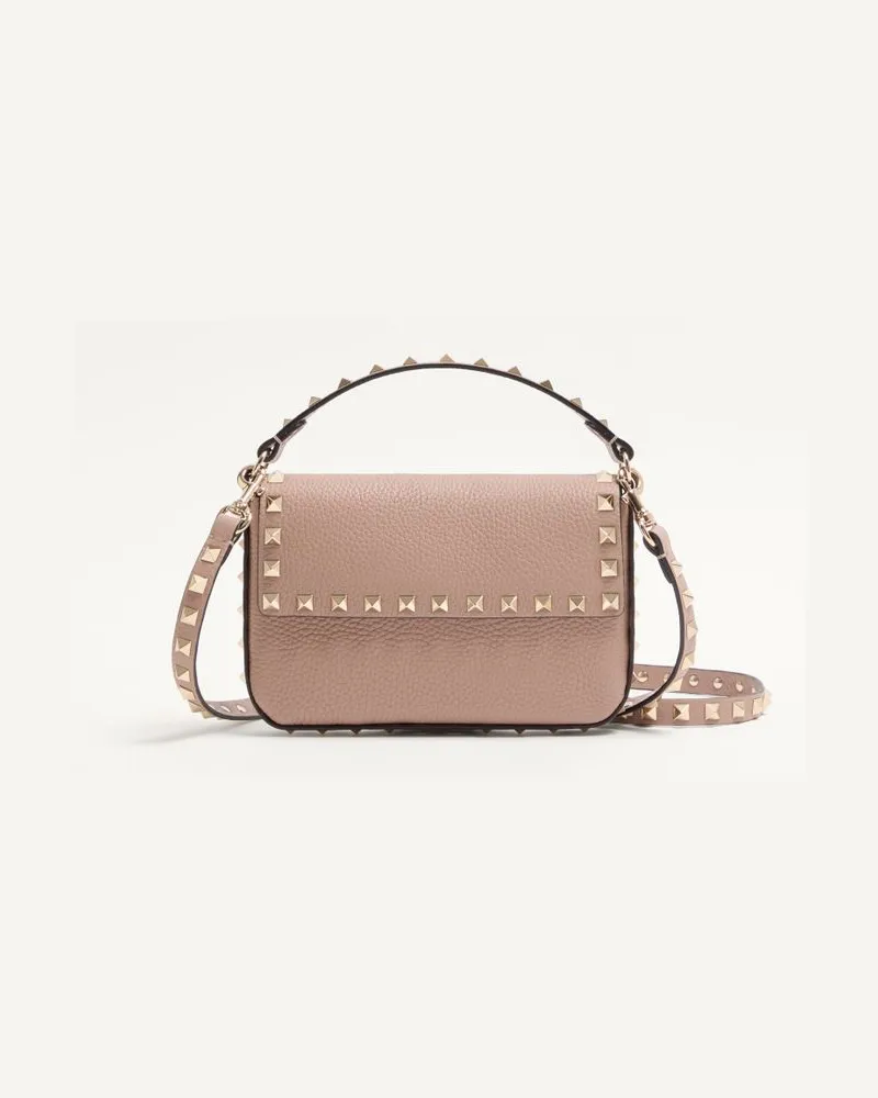 Valentino Garavani Pochette Rockstud Aus Genarbtem Kalbsleder Frau POUDRE Poudre