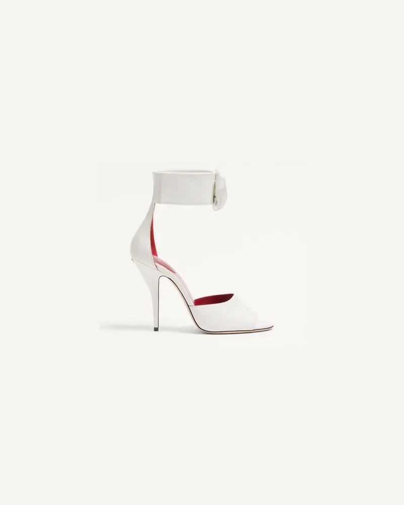 Valentino Garavani Drip Rose Sandalen aus Ziegenleder mit Kristallen, 105 mm Frau WEIß Weiß