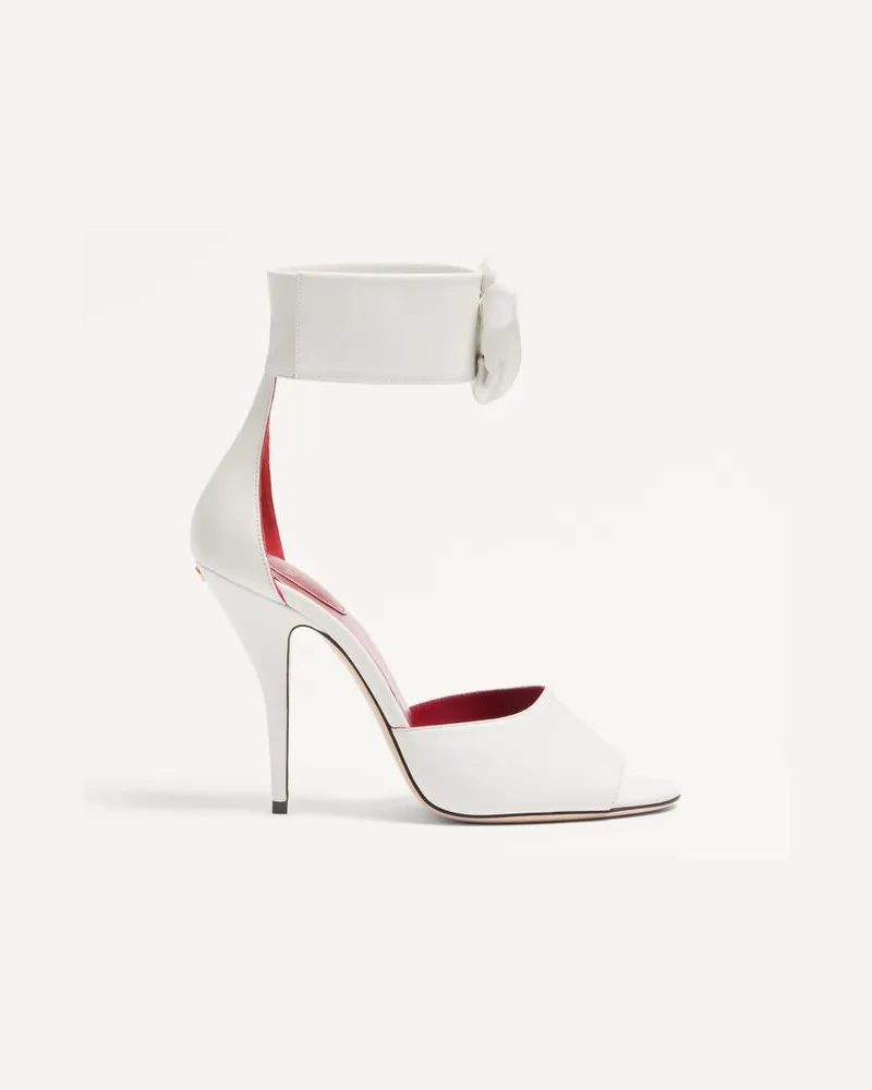 Valentino Garavani Valentino Garavani Drip Rose Sandalen Aus Ziegenleder, 105 Mm Frau WEIß Weiß