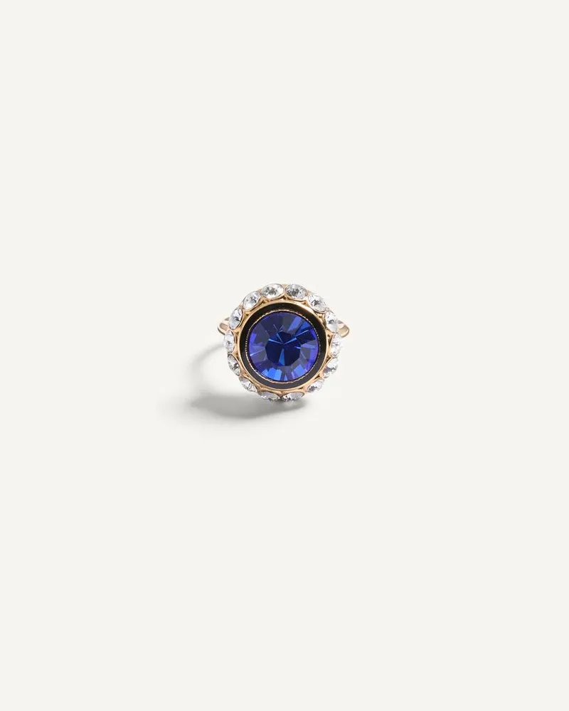 Valentino Garavani Vlogo Signature Ring Aus Metall, Emaille Und Kristallen Frau GOLD/BLAU Gold