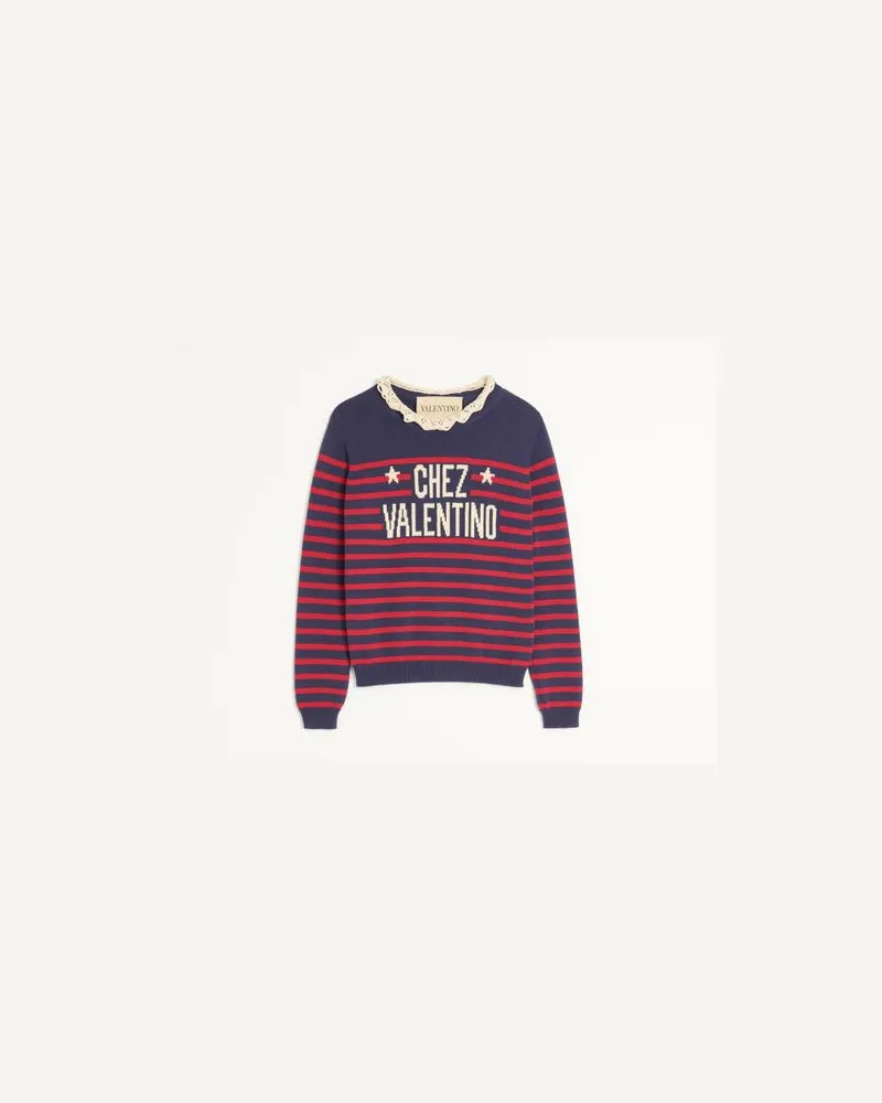 Valentino Garavani Pullover Aus Baumwolle Frau PROVENCE BLUE/PARIS Provence