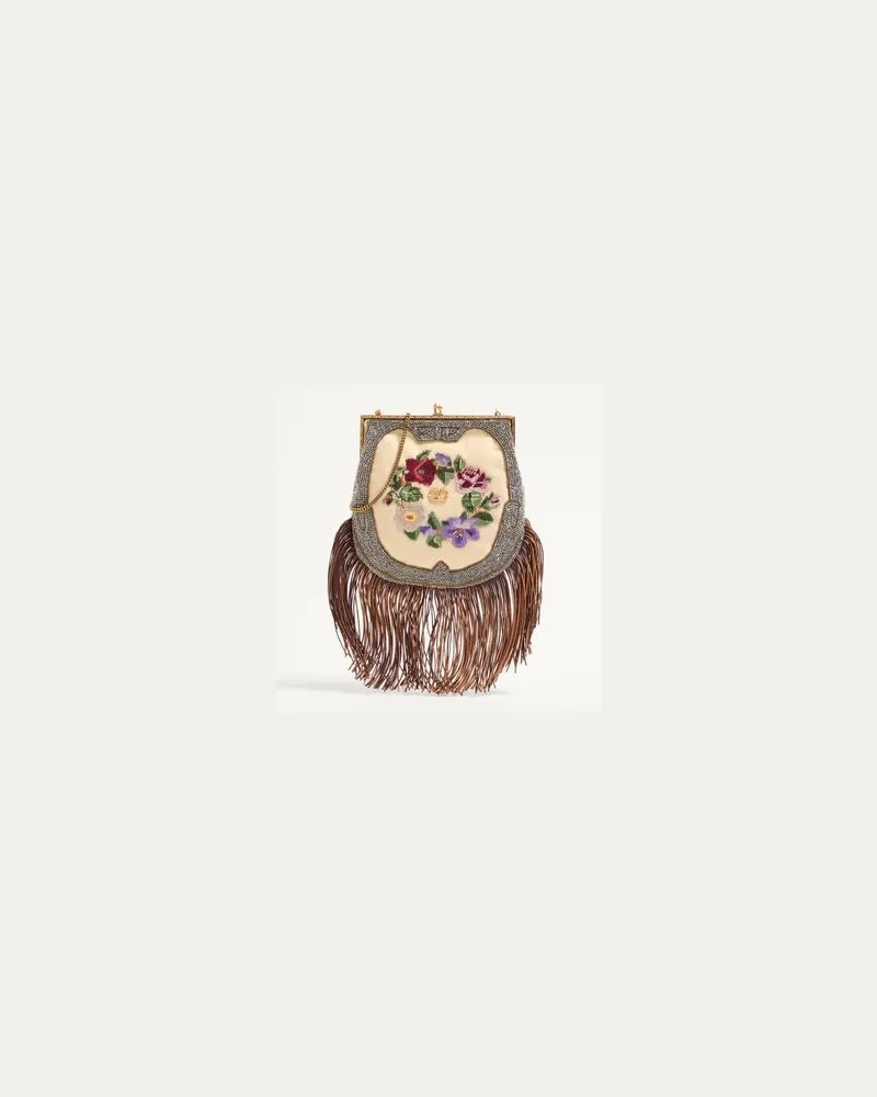 Valentino Garavani Valentino Garavani Nellcote Fairytales Bestickte Clutch Mit Fransen Frau NATUR/MULTICOLOR/BRAUN Natur