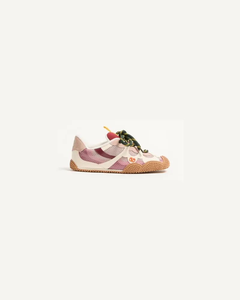 Valentino Garavani Amphibia Sneaker aus gummiertem Kalbsleder Frau ROSA Rosa