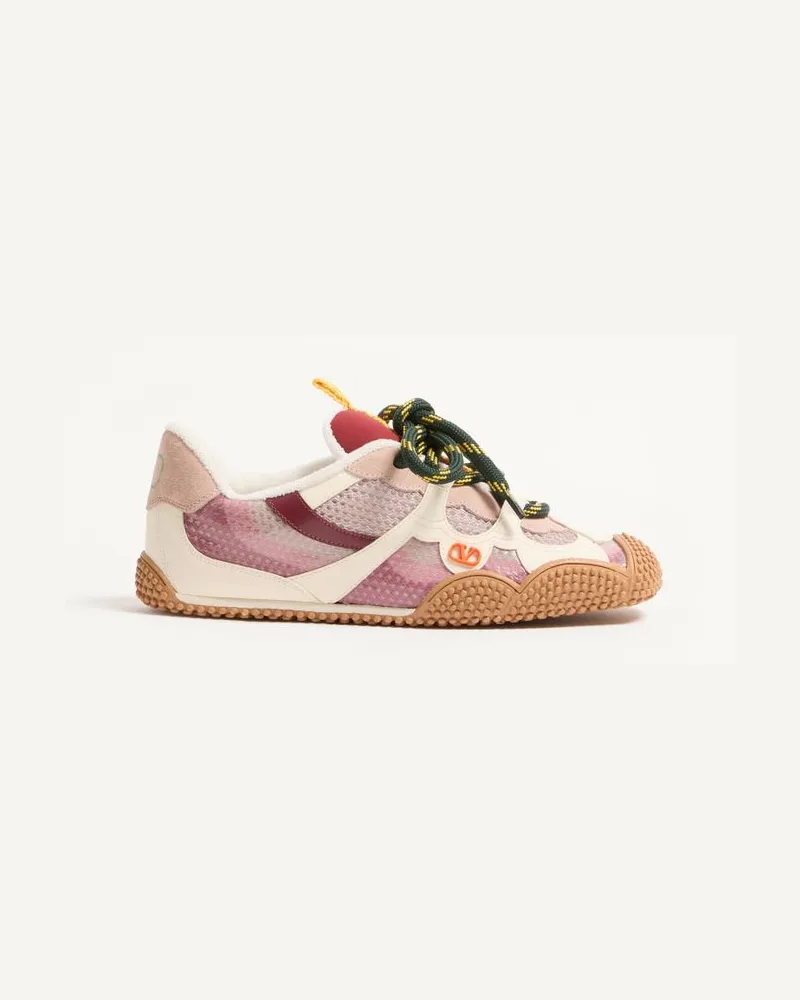 Valentino Garavani Amphibia Sneaker Aus Gummiertem Kalbsleder Frau ROSA Rosa