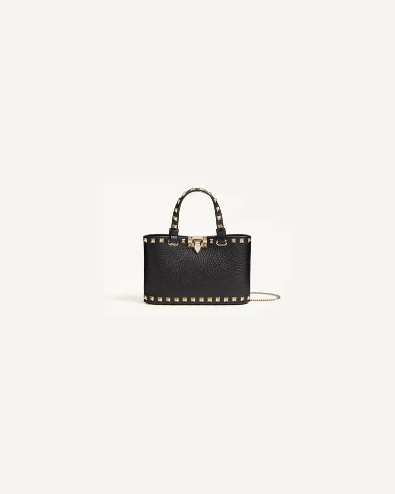 Valentino Garavani Valentino Garavani Rockstud Mini-Shopper Aus Genarbtem Kalbsleder Frau SCHWARZ Schwarz