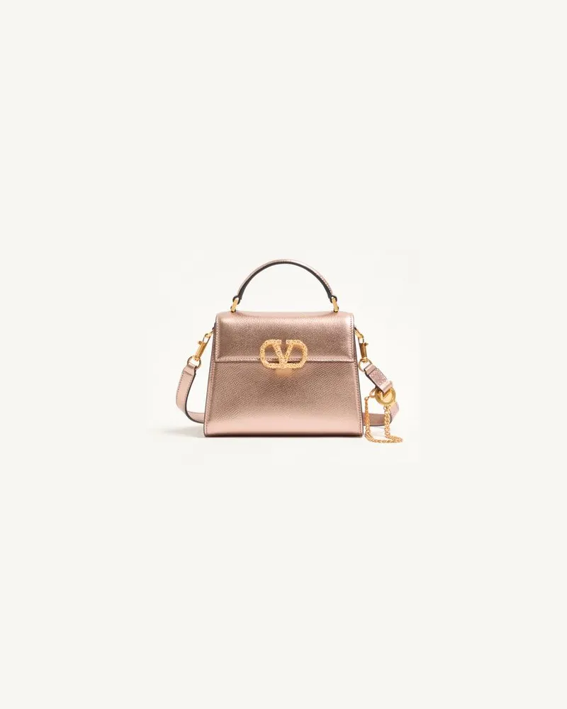 Valentino Garavani Valentino Garavani Vsling Mini-Handtasche Aus Laminiertem Genarbtem Kalbsleder Mit Schmucklogo Frau ROSE CANNELLE Rose