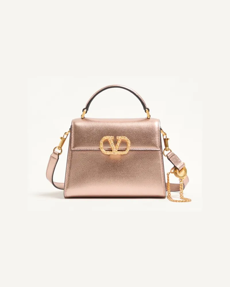 Valentino Garavani Valentino Garavani Vsling Mini-Handtasche Aus Laminiertem Genarbtem Kalbsleder Mit Schmucklogo Frau ROSE CANNELLE Rose
