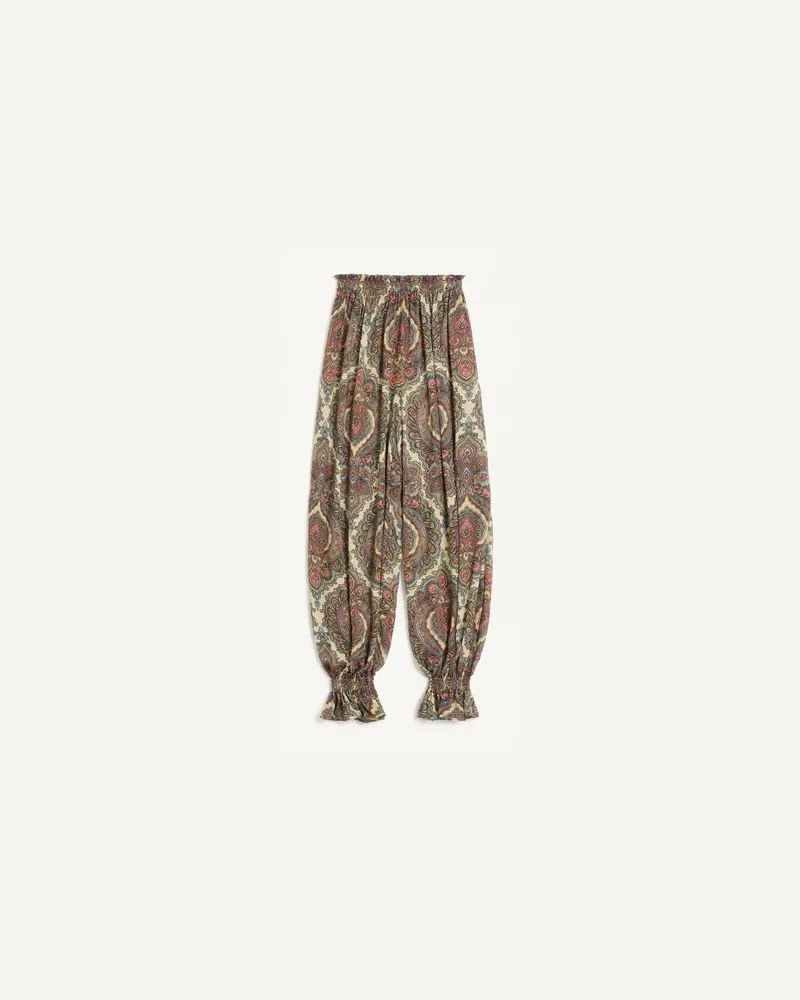Valentino Garavani Voyage Imaginaire Georgette-Hose Mit Kaschmir-Print Frau BIRKE/MULTICOLOR Birke