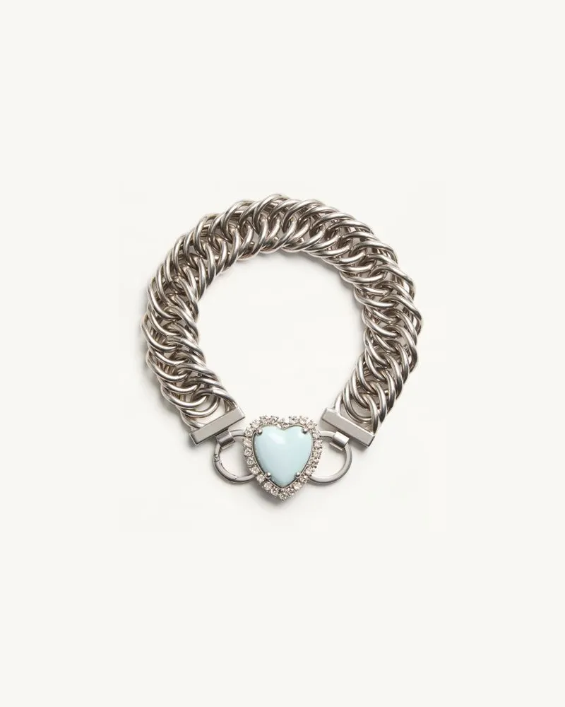 Valentino Garavani Coeur Hyperbole Choker Halskette Aus Metall, Kunstharz Und Swarovski Kristallen Frau PALLADIUM/HIMMELBLAU Palladium