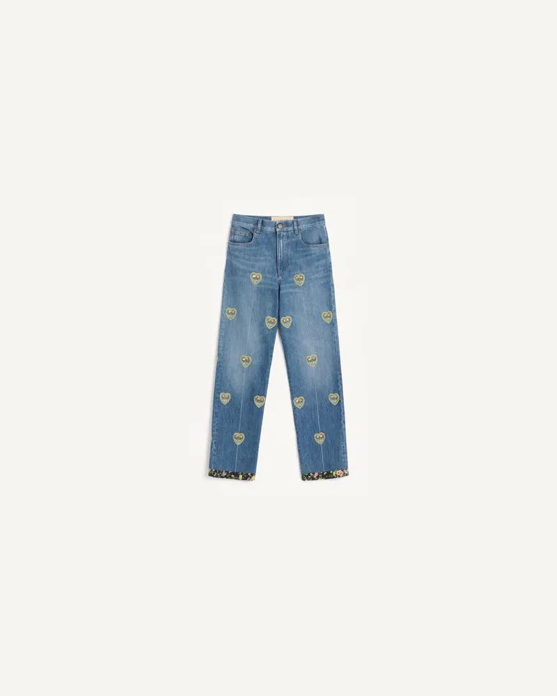 Valentino Garavani Bestickte Hose Aus Denim Frau BLAU Blau