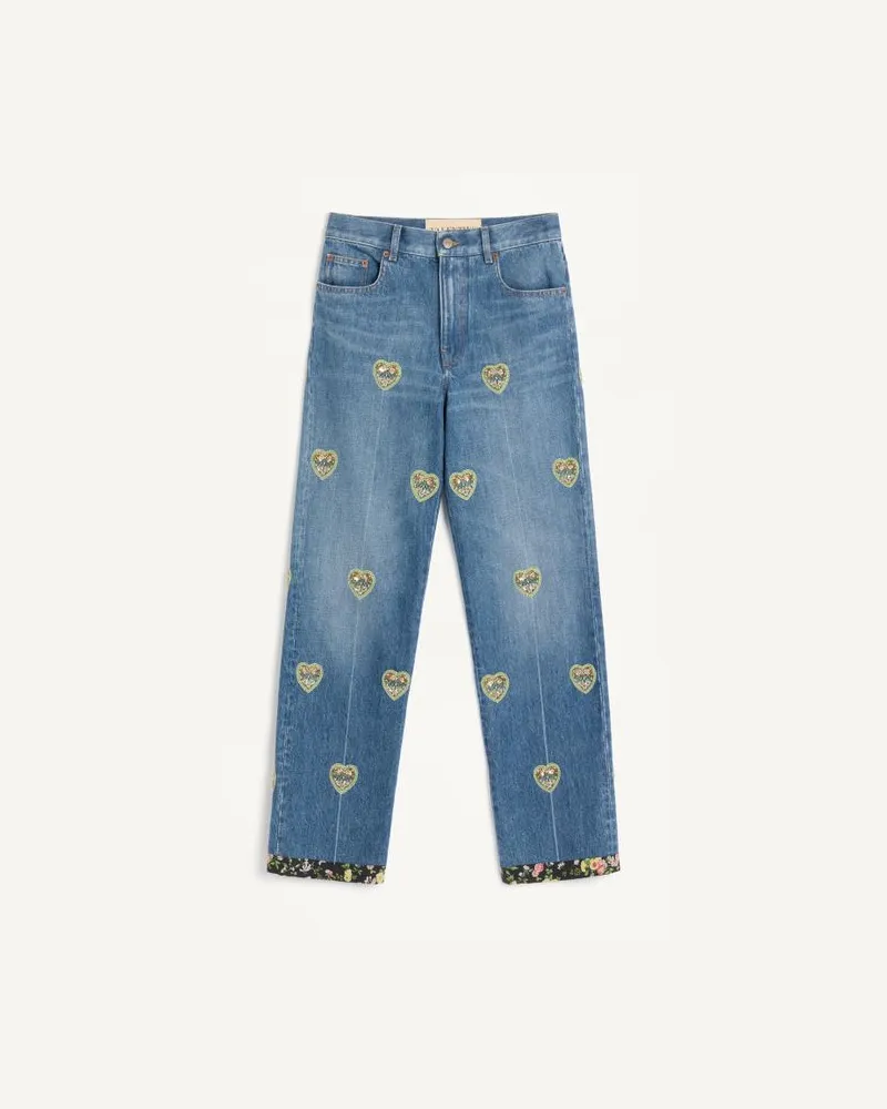 Valentino Garavani Bestickte Hose Aus Denim Frau BLAU Blau