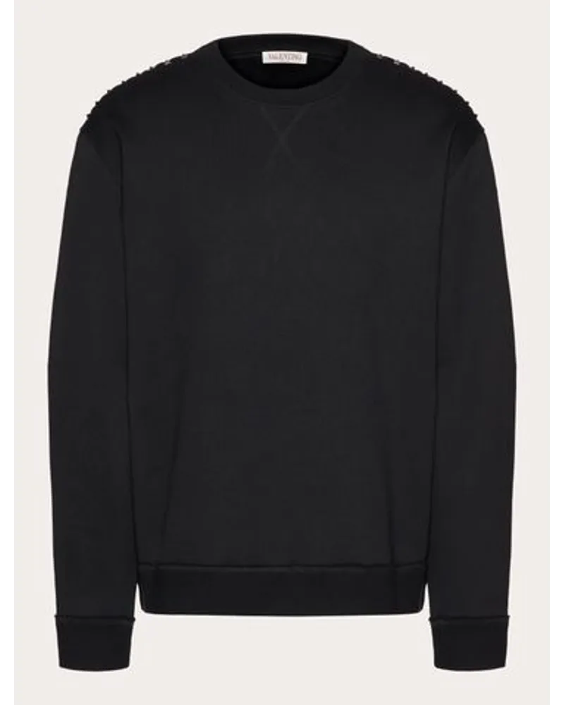 Valentino Garavani RUNDHALS-SWEATSHIRT aus BAUMWOLLE mit BLACK UNTITLED-NIETEN Mann Schwarz