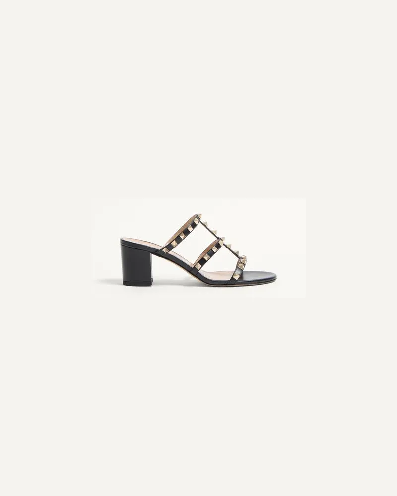 Valentino Garavani Slider-Sandalen Rockstud Aus Kalbsleder 60 Mm Frau SCHWARZ Schwarz